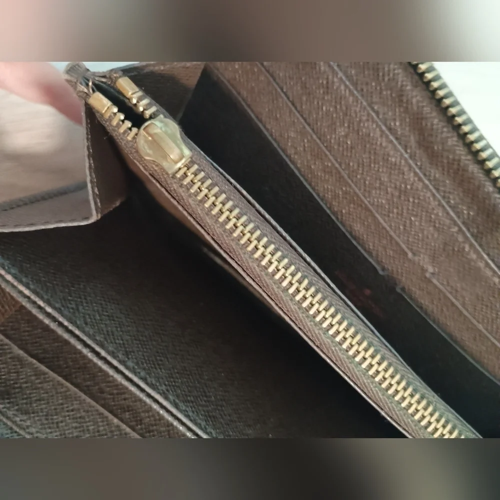 Louis Vuitton Damier Ebene Zippy Zip Around Long Wallet Brown Check Print
